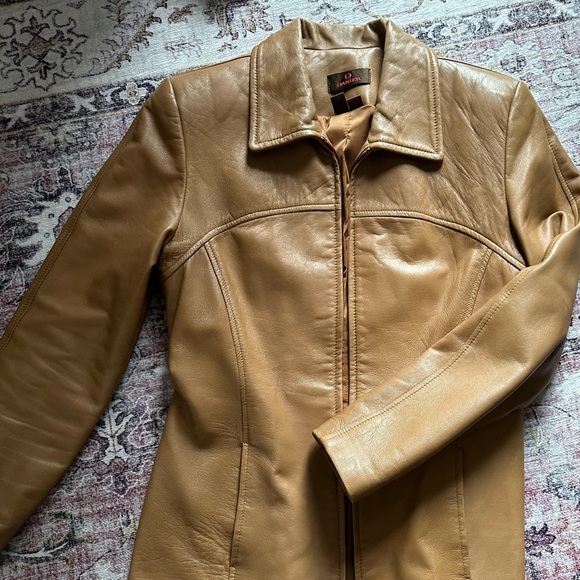 Tan genuine leather jacket - Picture 3 of 4